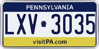 PA license plate LXV3035
