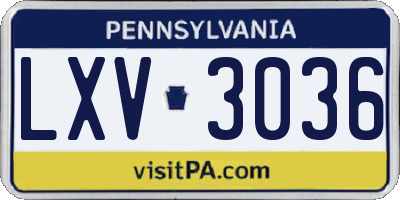 PA license plate LXV3036