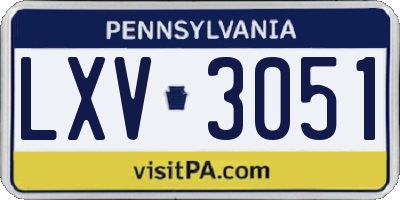PA license plate LXV3051