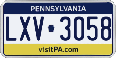 PA license plate LXV3058