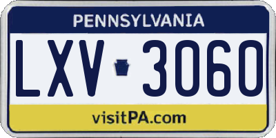 PA license plate LXV3060