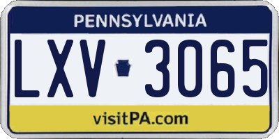 PA license plate LXV3065