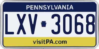 PA license plate LXV3068