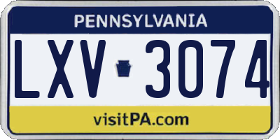 PA license plate LXV3074