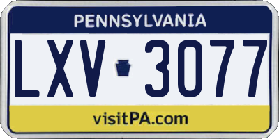 PA license plate LXV3077