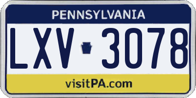 PA license plate LXV3078