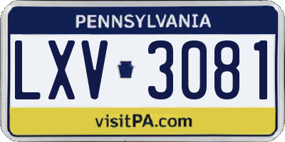 PA license plate LXV3081