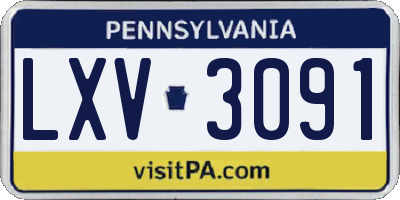 PA license plate LXV3091