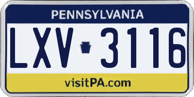 PA license plate LXV3116
