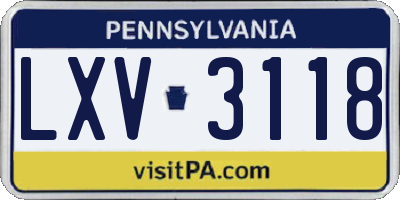 PA license plate LXV3118