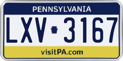 PA license plate LXV3167