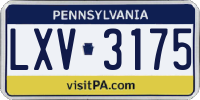 PA license plate LXV3175