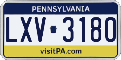 PA license plate LXV3180