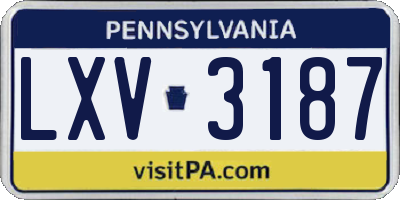 PA license plate LXV3187