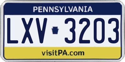 PA license plate LXV3203