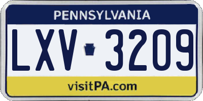 PA license plate LXV3209