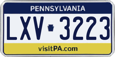 PA license plate LXV3223