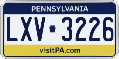 PA license plate LXV3226