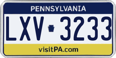 PA license plate LXV3233