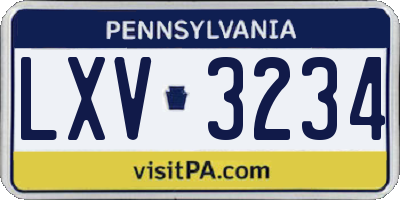 PA license plate LXV3234