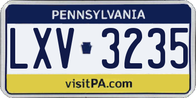 PA license plate LXV3235