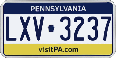 PA license plate LXV3237
