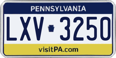 PA license plate LXV3250