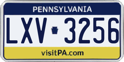 PA license plate LXV3256