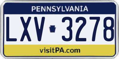 PA license plate LXV3278