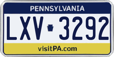 PA license plate LXV3292