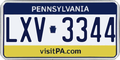 PA license plate LXV3344