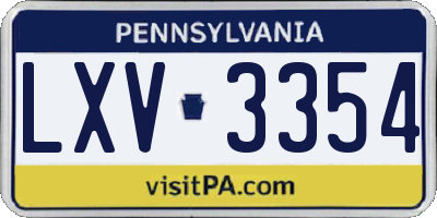 PA license plate LXV3354