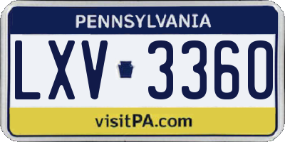 PA license plate LXV3360