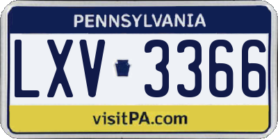 PA license plate LXV3366