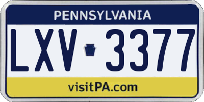 PA license plate LXV3377