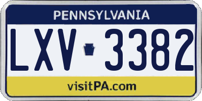 PA license plate LXV3382