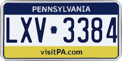 PA license plate LXV3384
