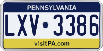 PA license plate LXV3386