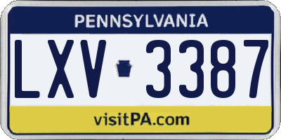 PA license plate LXV3387
