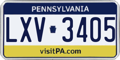 PA license plate LXV3405