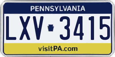 PA license plate LXV3415