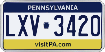 PA license plate LXV3420