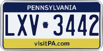 PA license plate LXV3442