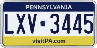 PA license plate LXV3445