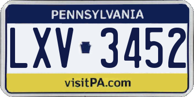 PA license plate LXV3452