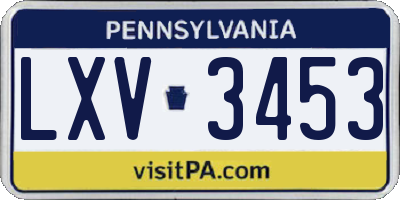 PA license plate LXV3453