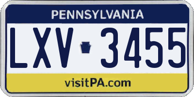 PA license plate LXV3455