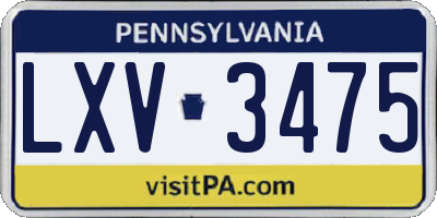 PA license plate LXV3475