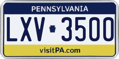 PA license plate LXV3500