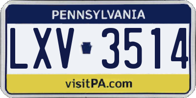 PA license plate LXV3514